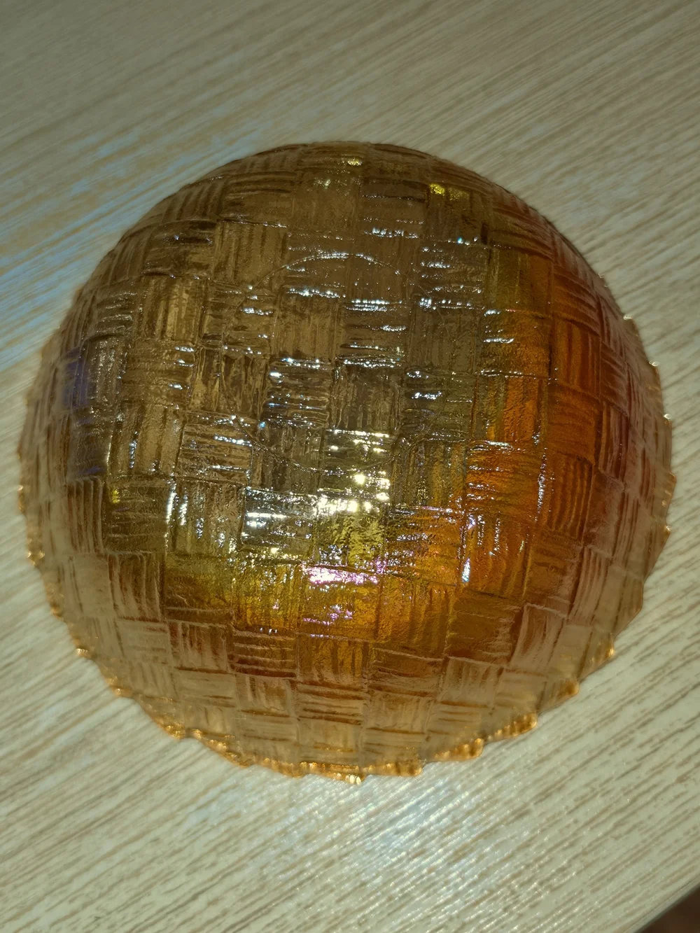 Amber Carnival Iridescent Glass Decorative Bowl - Home Art